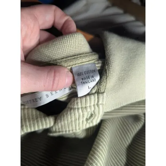 Geoffrey Beene 100% Cotton Green Striped Long Sleeve With Buttons, Size Large - Picture 5 of 5